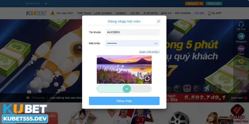 Đăng nhập ở ngay trên app di động