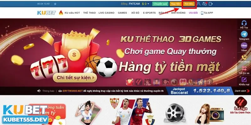Điều kiện để người chơi rút tiền Kubet